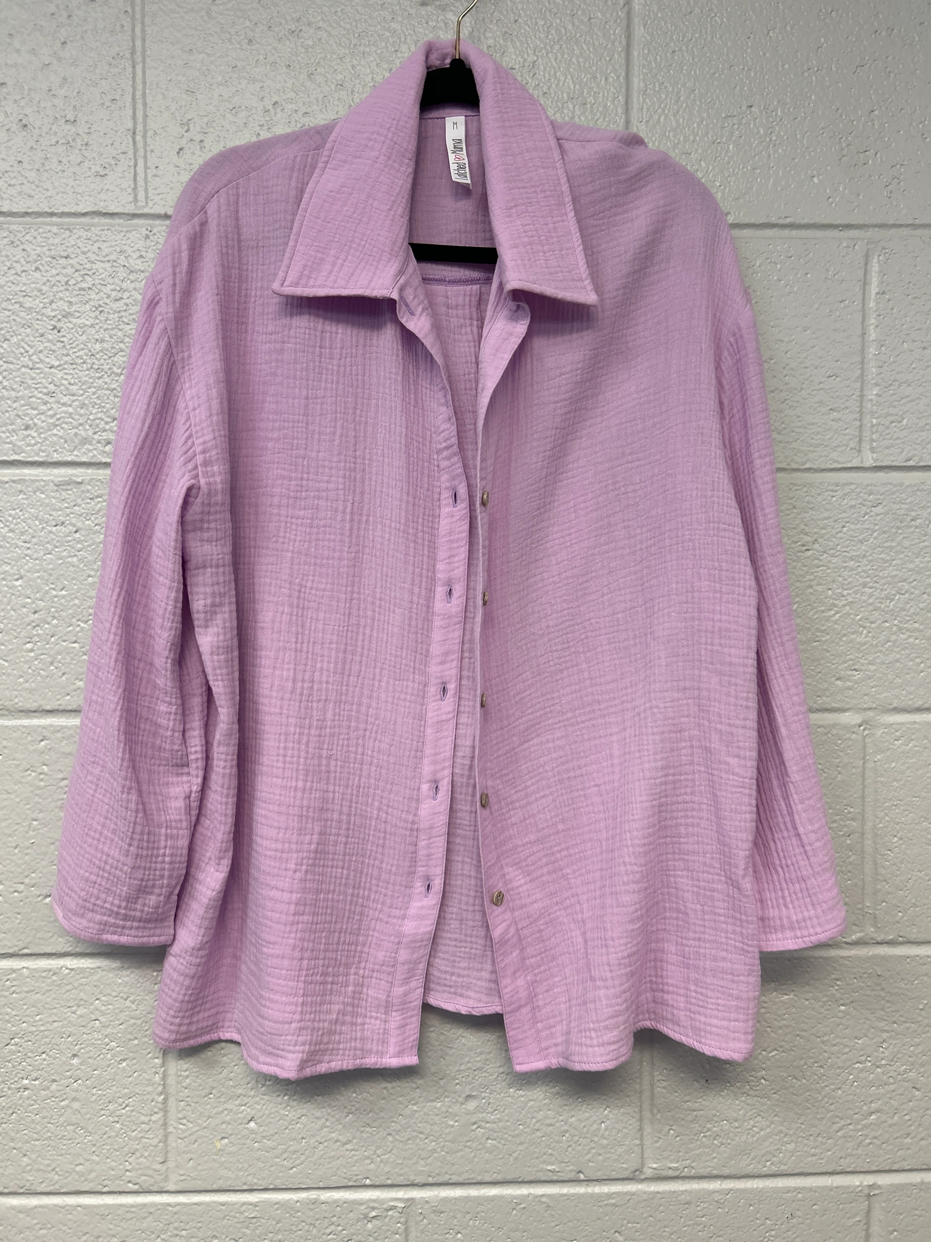 Outlet 7256 - Latched Mama Coastline Cotton Button Up Nursing Shirt - WISTERIA - Medium