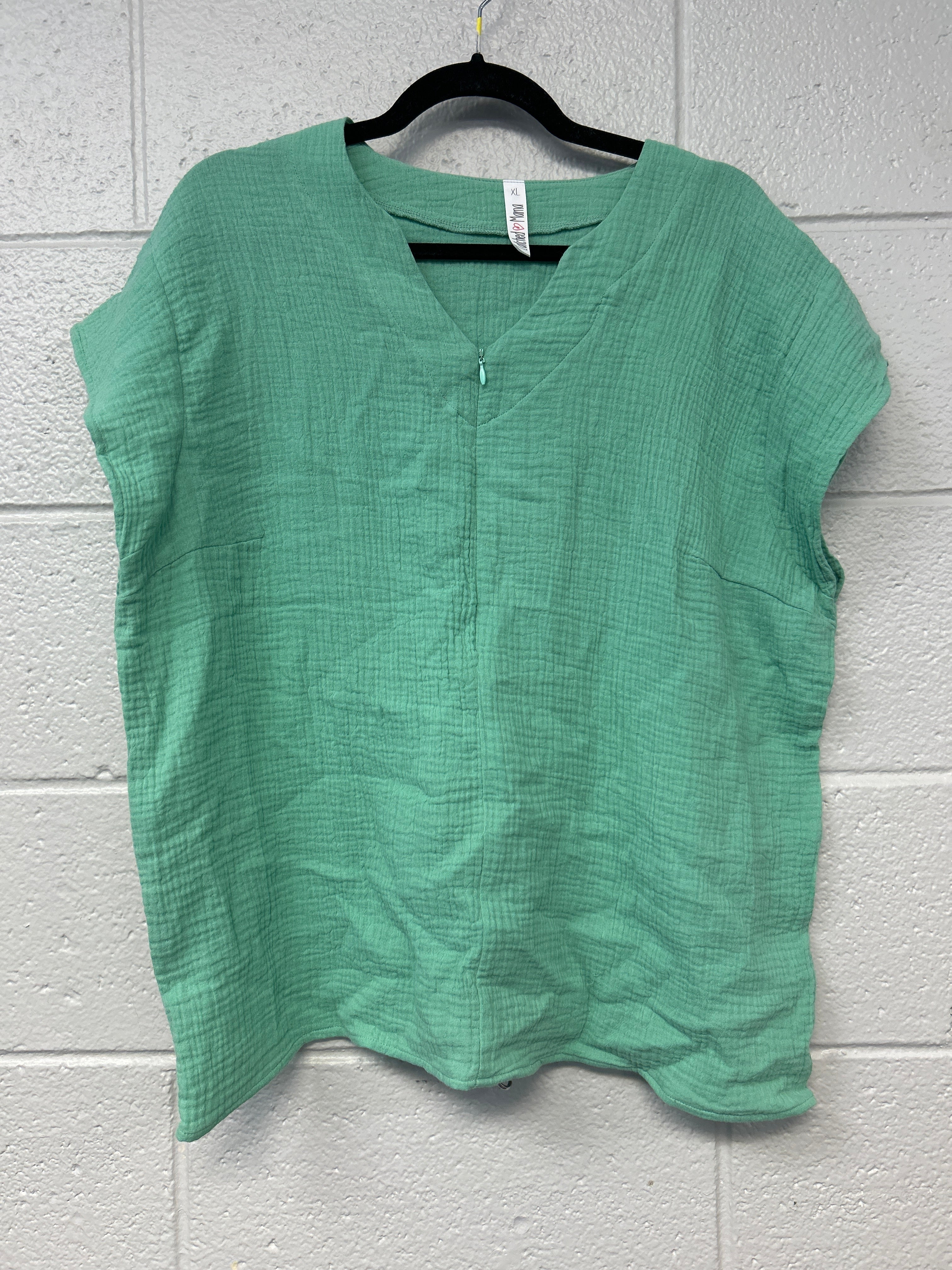 Outlet 7260 - Latched Mama Coastline Cotton Nursing Top - Seafoam - Extra Large