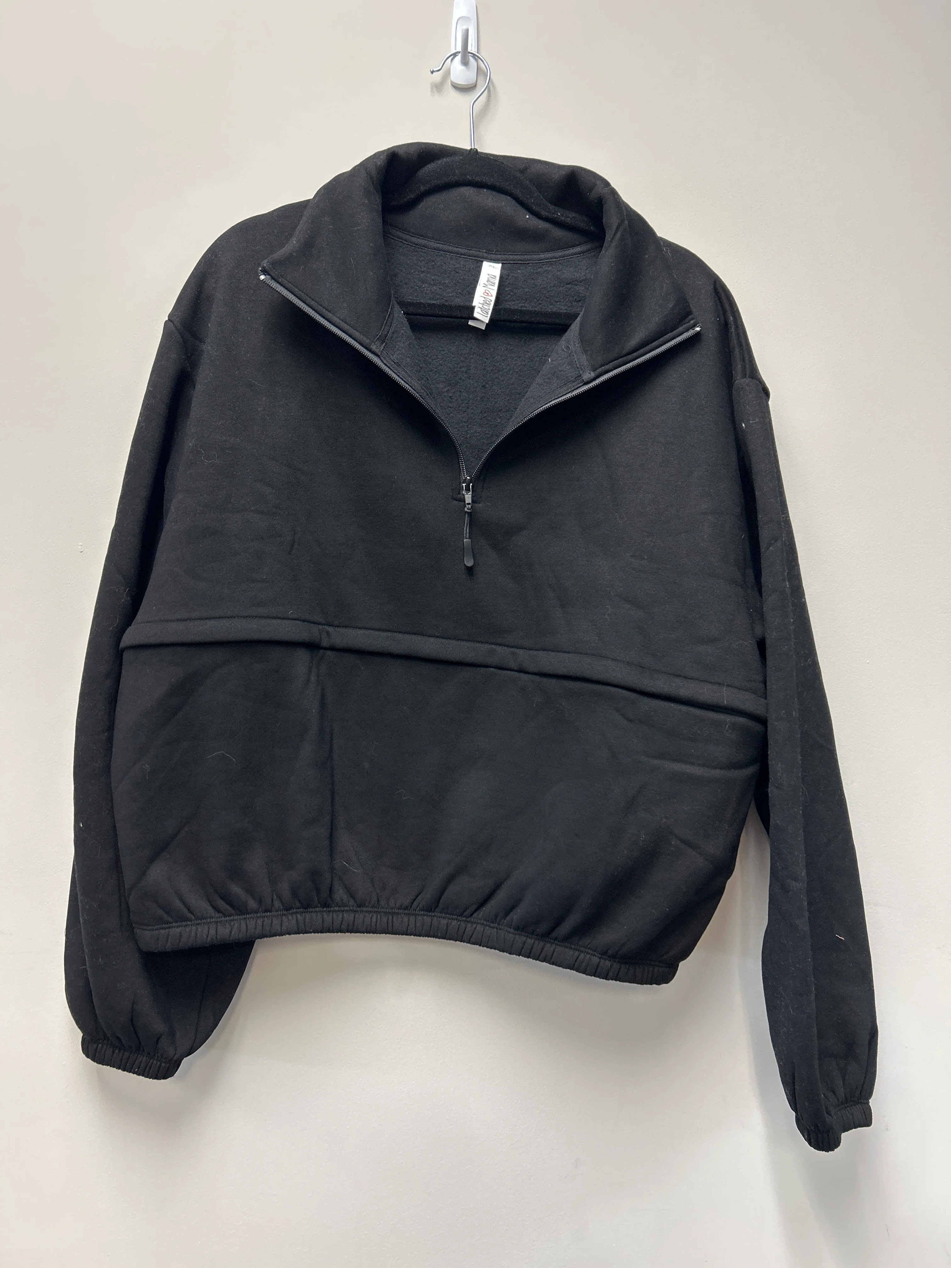 Outlet 7269 - Latched Mama 635 Crop Zip Nursing Pullover - Final Sale - BLACK - Extra Large