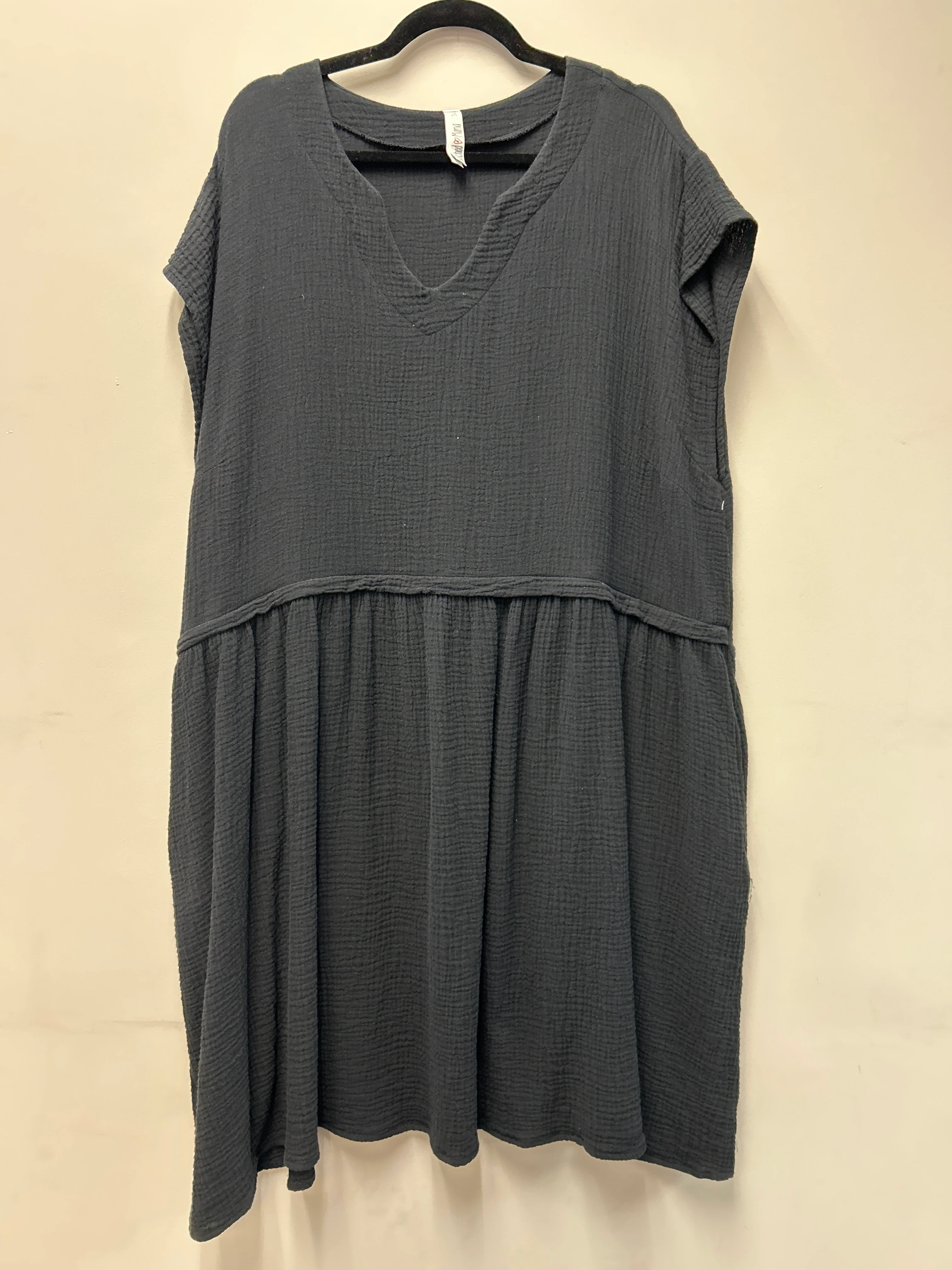 Outlet 7273 - Latched Mama Coastline Cotton Zip Nursing Dress - BLACK - 2X
