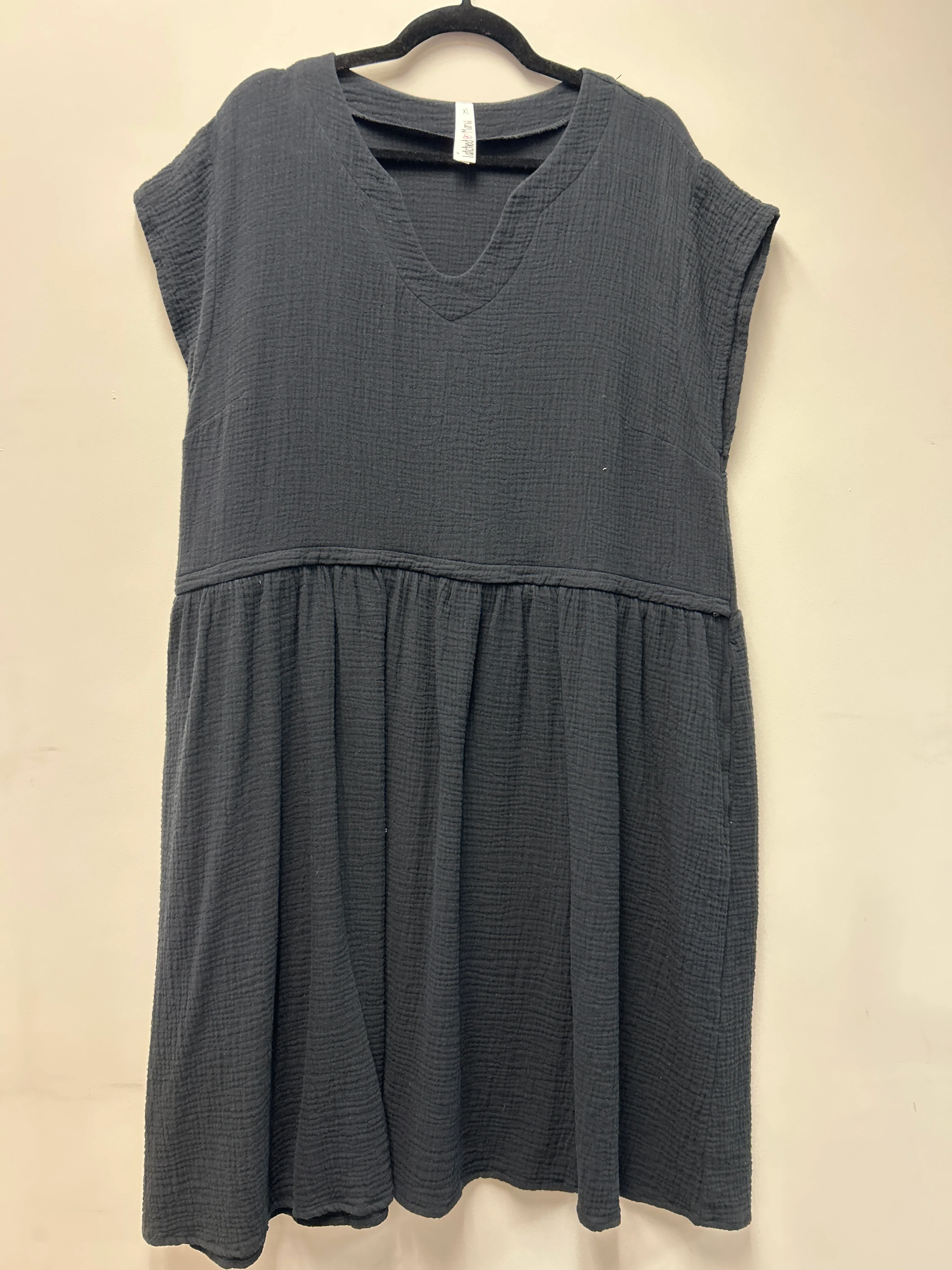 Outlet 7274 - Latched Mama Coastline Cotton Zip Nursing Dress - BLACK - Extra Large