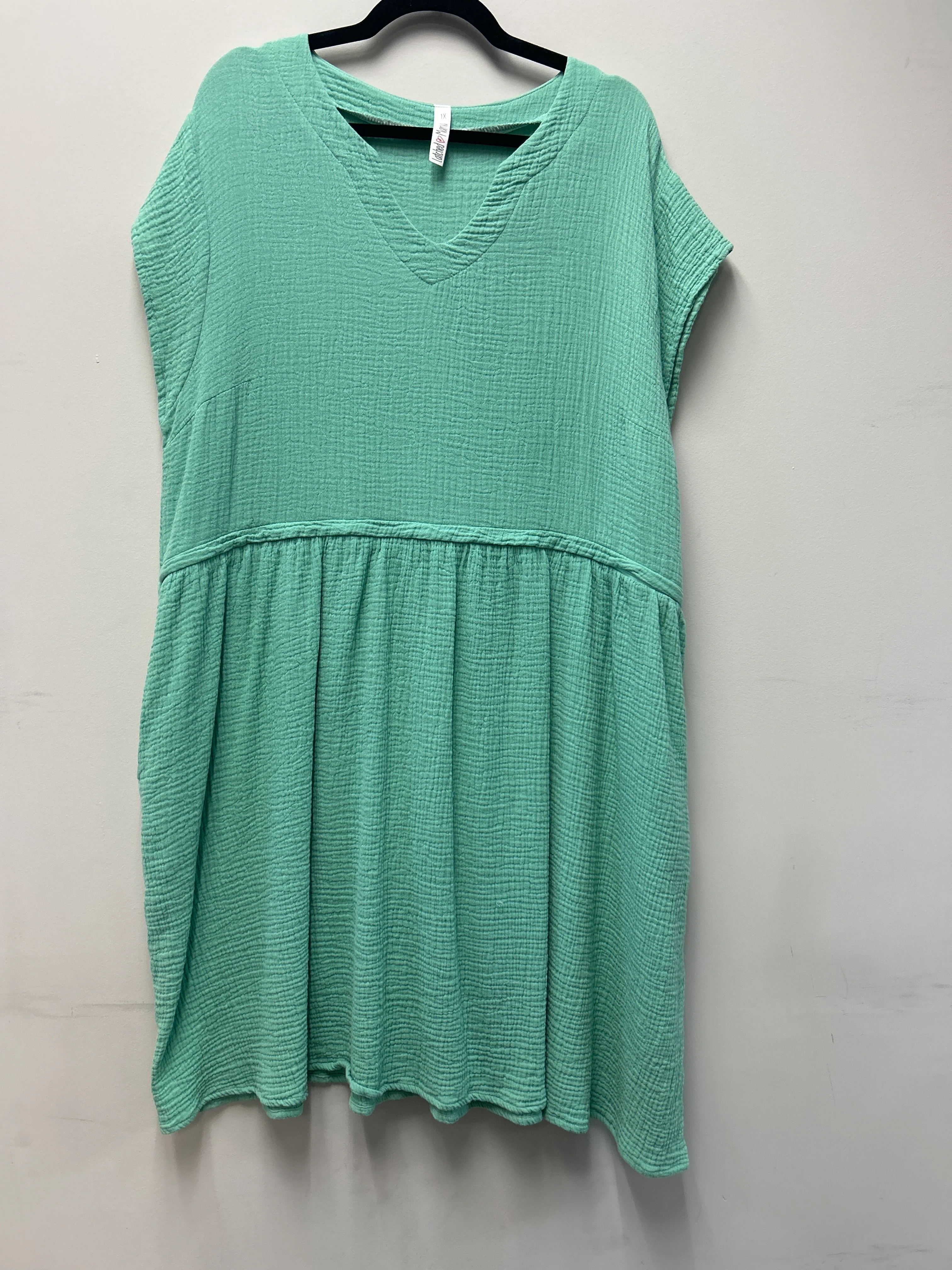 Outlet 7275 - Latched Mama Coastline Cotton Zip Nursing Dress - SEAFOAM - 1X