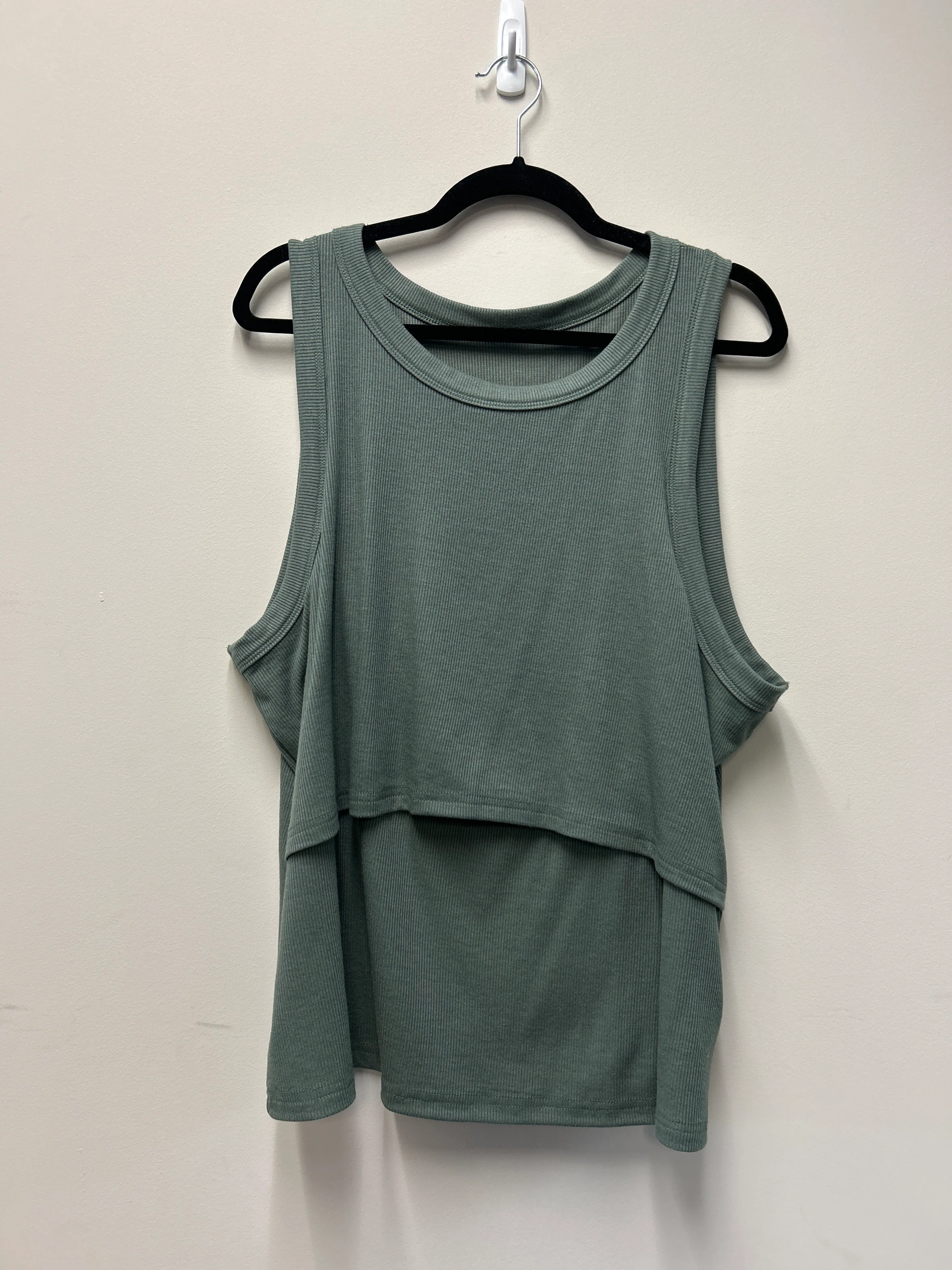 Outlet 7308 - Latched Mama Ribbed High Neck Nursing Tank - Green - 2X